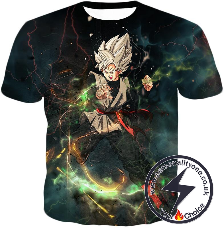 Dragon Ball Super Cool Super Saiyan White Goku Black Amazing Action T-Shirt