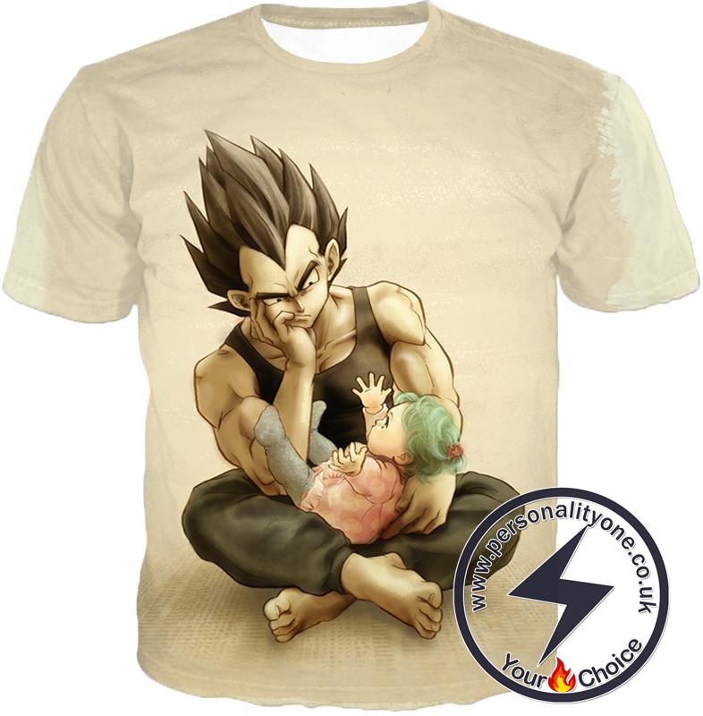 Dragon Ball Super Cute Anime Art Vegeta and Bulla Awesome Promo White T-Shirt