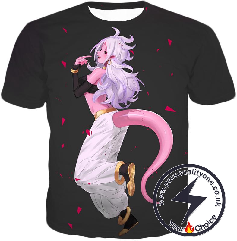 Dragon Ball Super Cute Evil Android 21 Ultimate Form Promo Anime Black T-Shirt