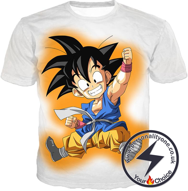 Dragon Ball Super Cute Kid Goku Awesome Dragon Ball Promo White T-Shirt