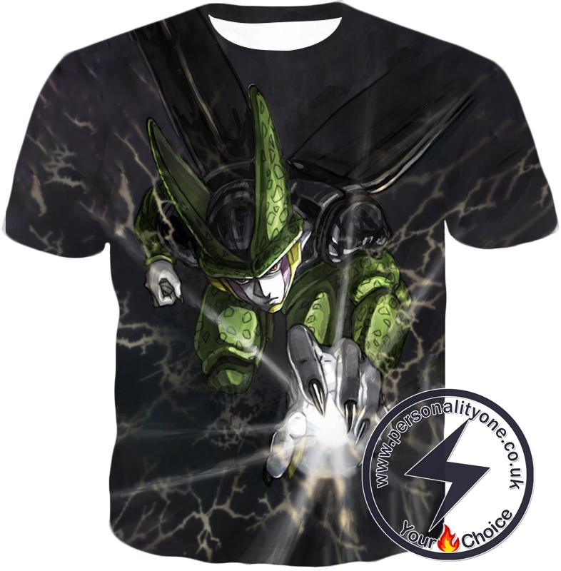 Dragon Ball Super Deadly Regenerating Villain Cell Cool Action Black T-Shirt