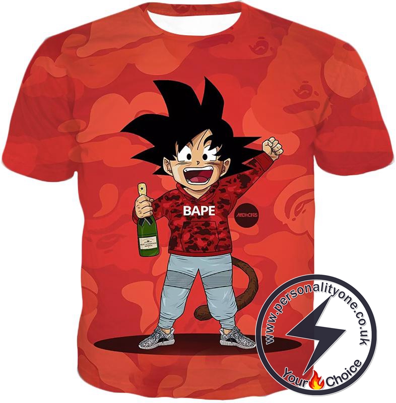 Dragon Ball Super Funny Kid Goku Meme Anime Graphic Red T-Shirt