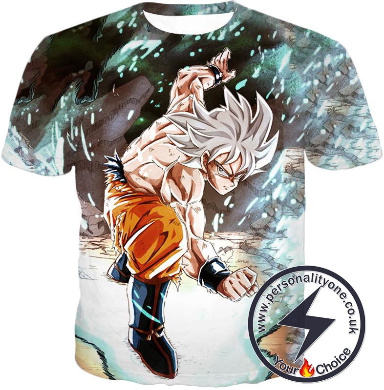 Dragon Ball Super Goku Action Super Saiyan White Cool Anime Graphic T-Shirt