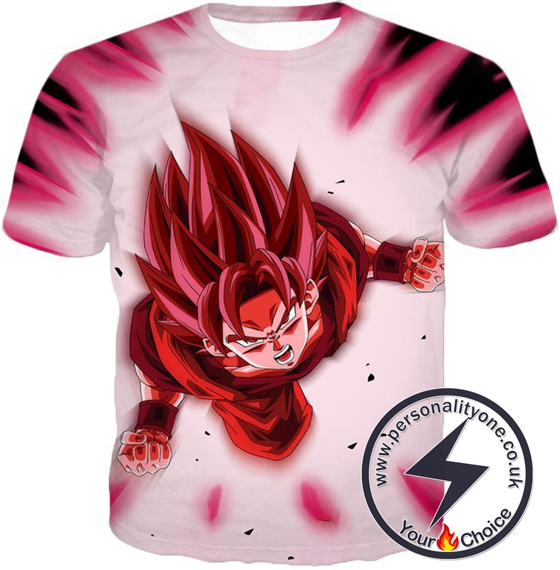 Dragon Ball Super Goku Super Saiyan God Awesome Power Cool Action White T-Shirt