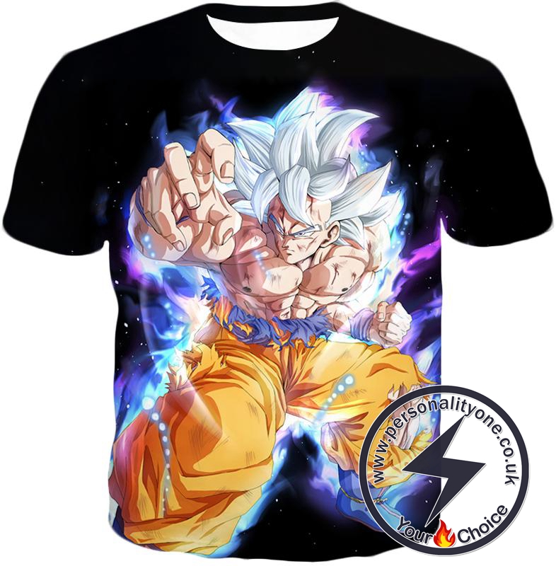 Dragon Ball Super Goku Super Saiyan White Incredible Action Anime Black T-Shirt