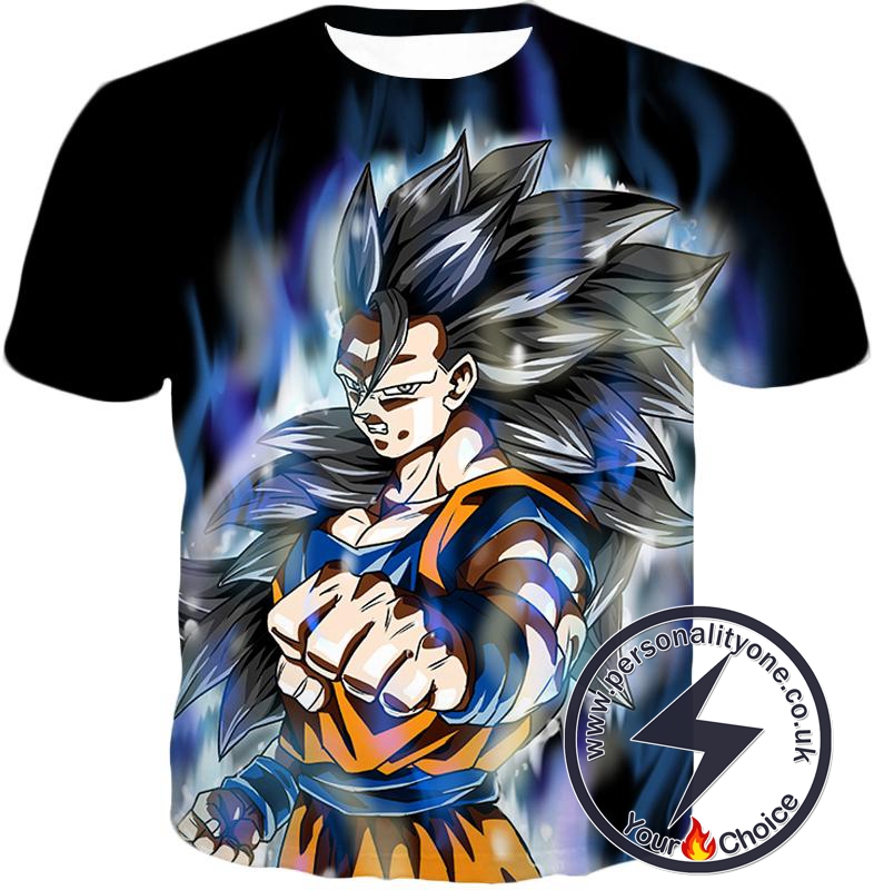 Dragon Ball Super Goku Ultra Instinct Super Saiyan 3 Awesome Action Black T-Shirt