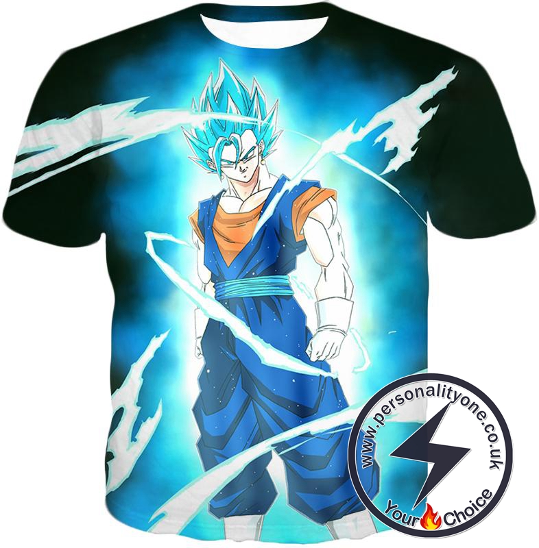 Dragon Ball Super Incredible Fusion Technique Vegito Super Saiyan Blue Cool Promo Black T-Shirt