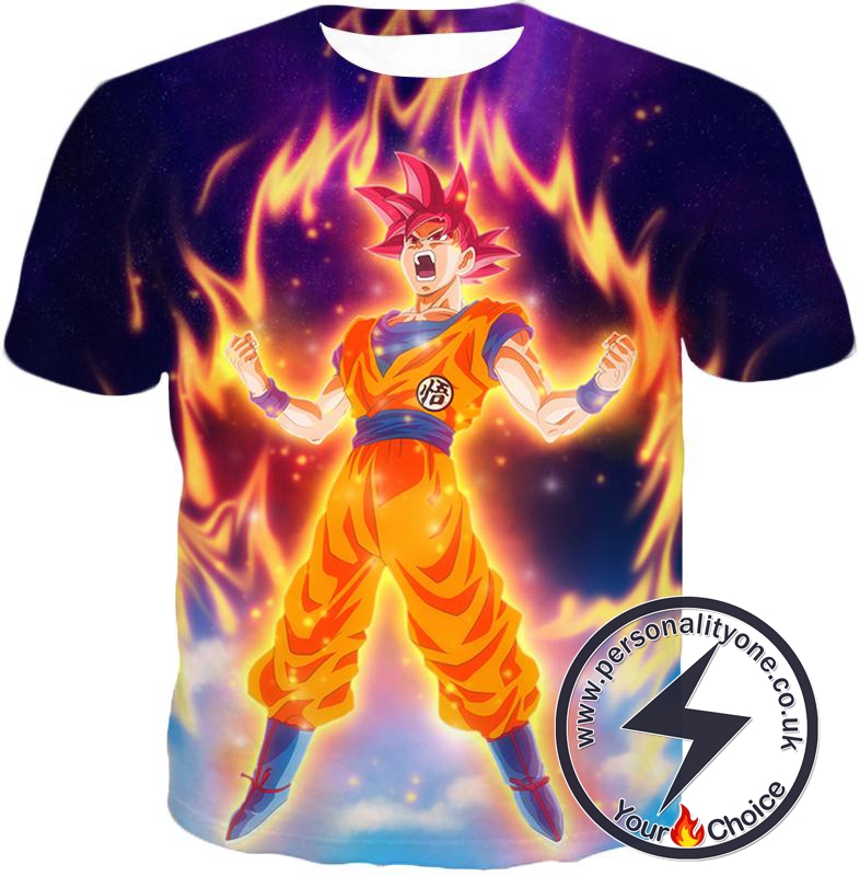 Dragon Ball Super Reaching God Level Super Saiyan God Goku Cool Action Promo T-Shirt