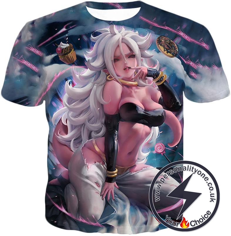 Dragon Ball Super Sexy Evil Android 21 Extremely Intelligent Creation Cool Black T-Shirt