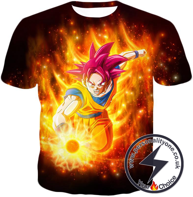 Dragon Ball Super Super Saiyan God Mode Goku Action Graphic Cool Black T-Shirt