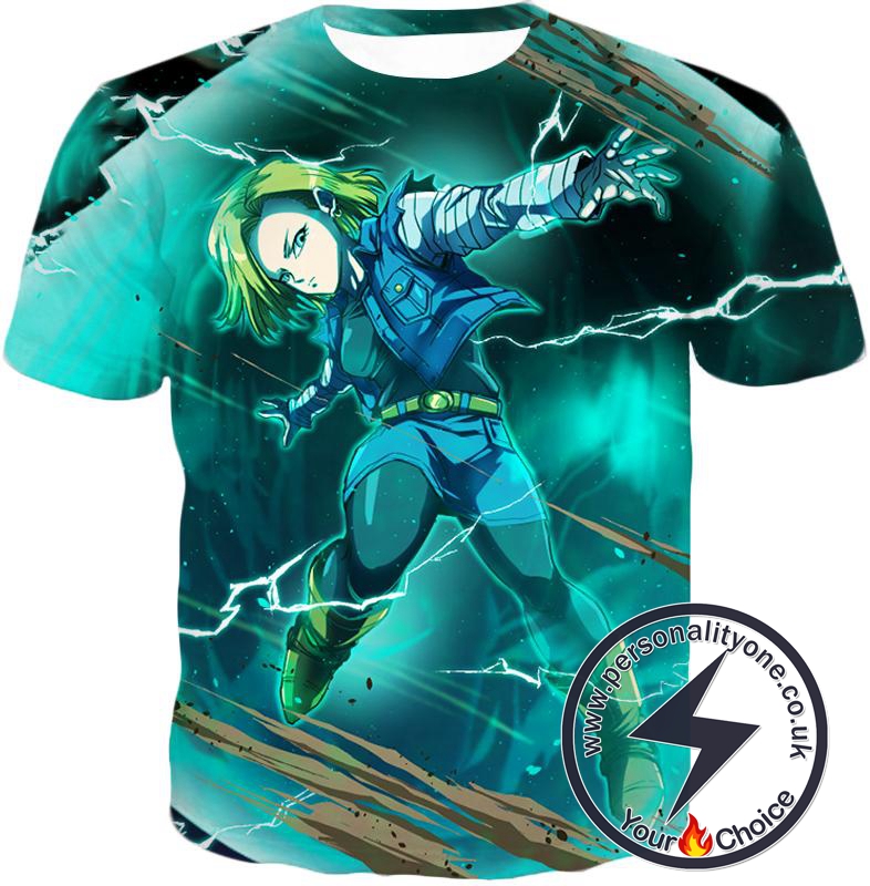 Dragon Ball Super Very Cool Action Hero Android 18 Awesome Graphic Promo T-Shirt