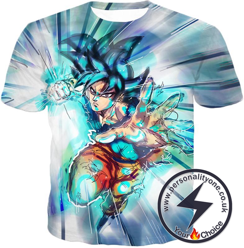 Dragon Ball Super Very Cool Goku Super Saiyan Blue Ultra Instinct Action White T-Shirt