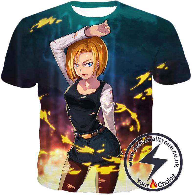 Dragon Ball Super Very Cute Fighter Android 18 Awesome Promo Anime T-Shirt