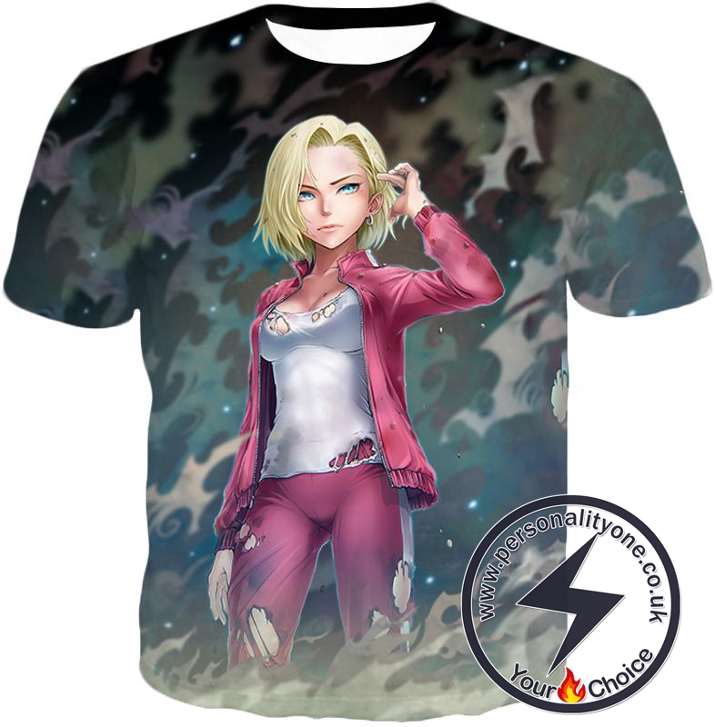 Dragon Ball Super Very Cute Fighter Android 18 Extremely Pretty Anime Graphic T-Shirt