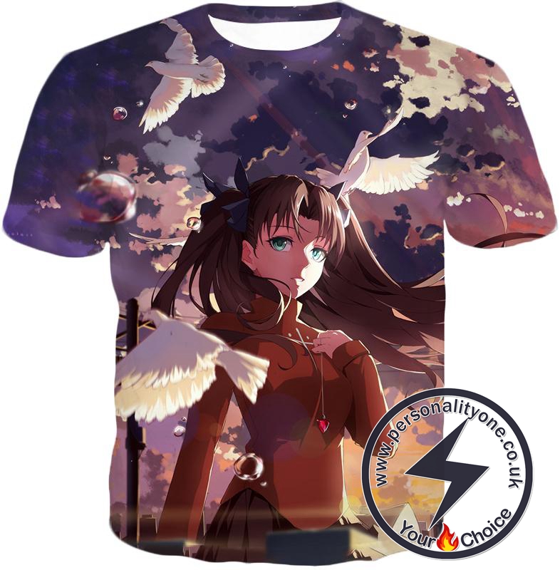 Fate Stay Night Cute Anime Girl Rin Tohsaka Cool Printed T-Shirt