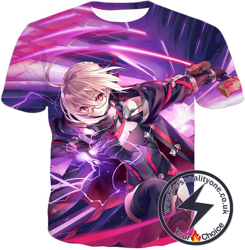 Fate Stay Night Fate Arturia Pendragon Cute Glasses Action T-Shirt