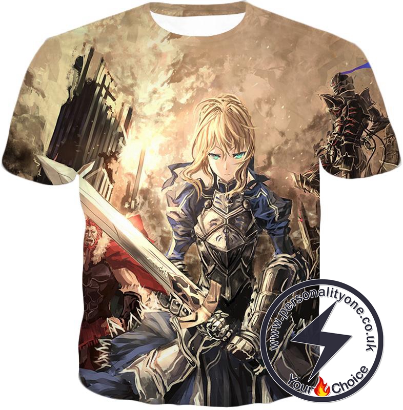 Fate Stay Night Fate Saber Altria Pendragon Battlefield Action T-Shirt