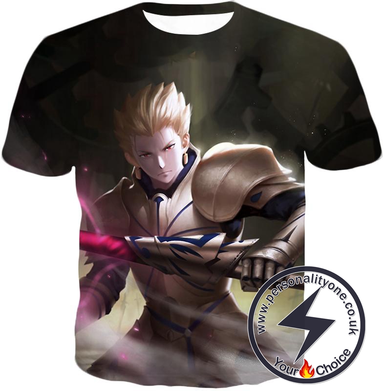 Fate Stay Night Fate Zero Archer Class Hero Gilgamesh Action T-Shirt