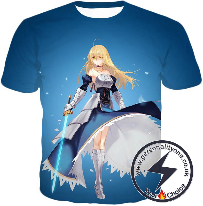 Fate Stay Night Legendary Warrior Arturia Pendragon aka King Arthur T-Shirt