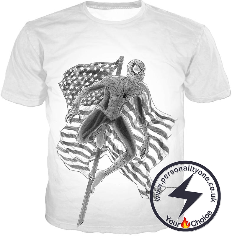 Favourite American Hero Spiderman Sketch White T-Shirt