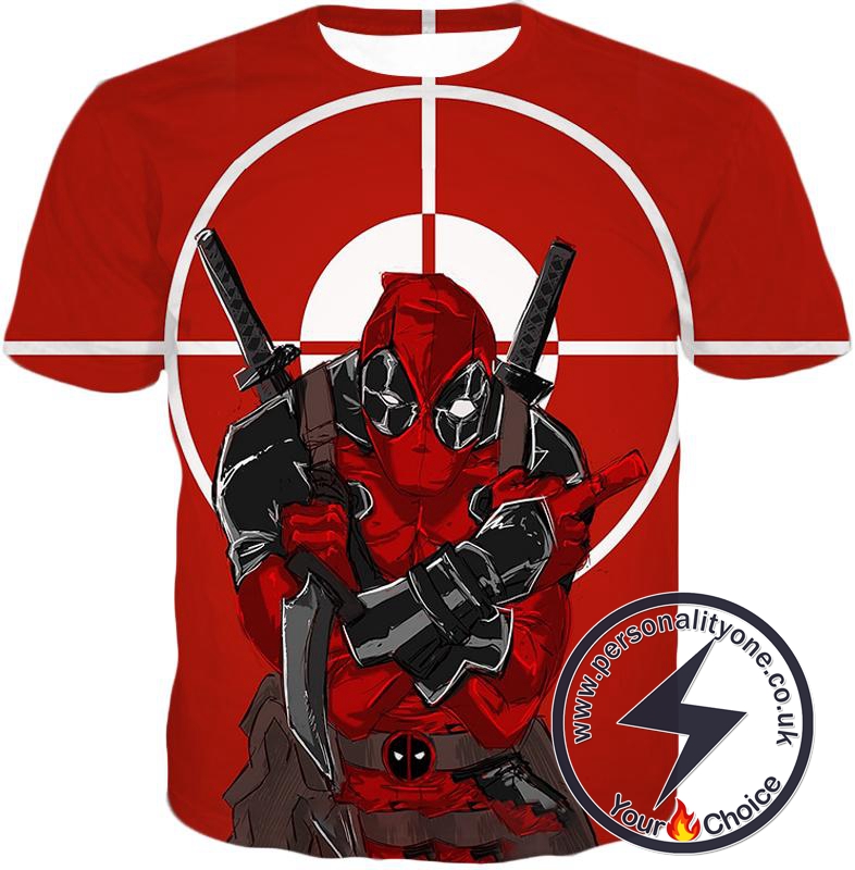 Highly Skilled Warrior Deadpool Red Target T-Shirt