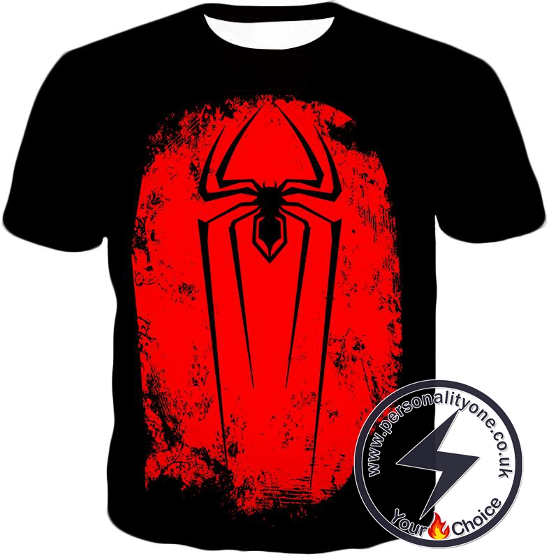 Incredible Red Spider Logo Promo Black T-Shirt