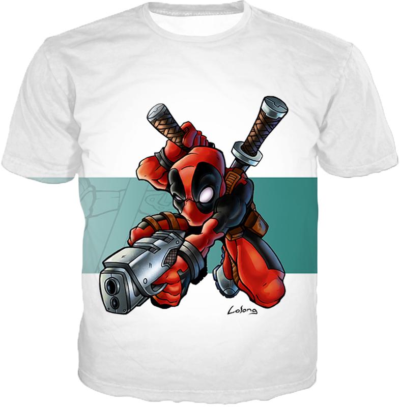 Marvel Comic’s Anti-Hero Deadpool Action White T-Shirt