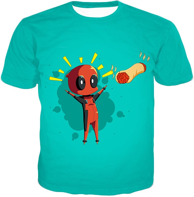 Marvel’s Funniest Hero Deadpool Art Cool Blue T-Shirt