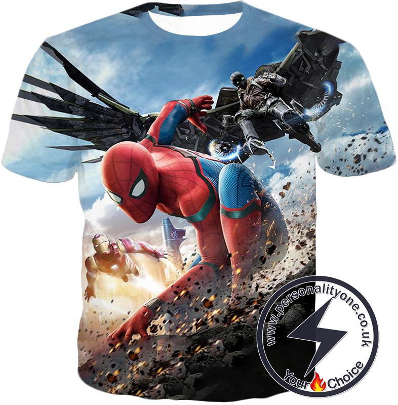 Marvels Spiderman Homecoming Featuring Iron Man and Vulture T-Shirt