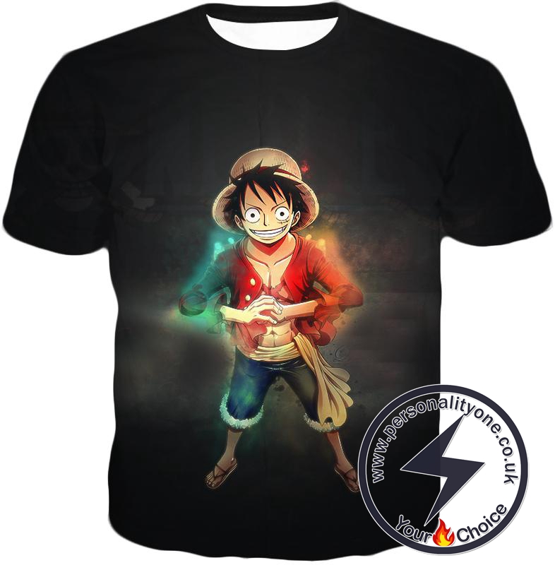 One Piece Captain of Straw Hats Monkey D Luffy Cool Black T-Shirt