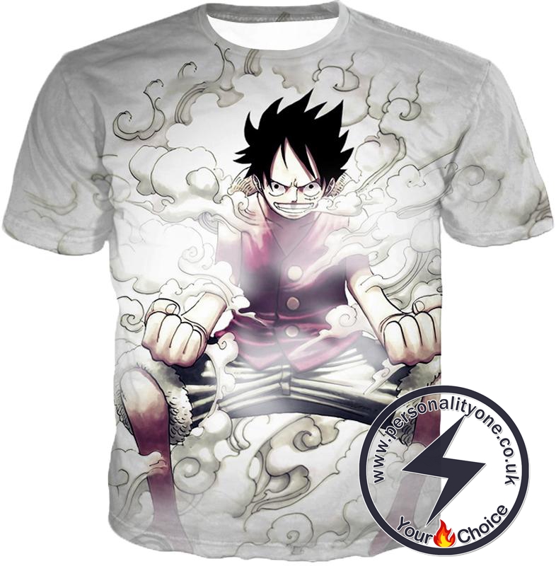 One Piece Cool Pirate Hero Monkey D Luffy Action White T-Shirt