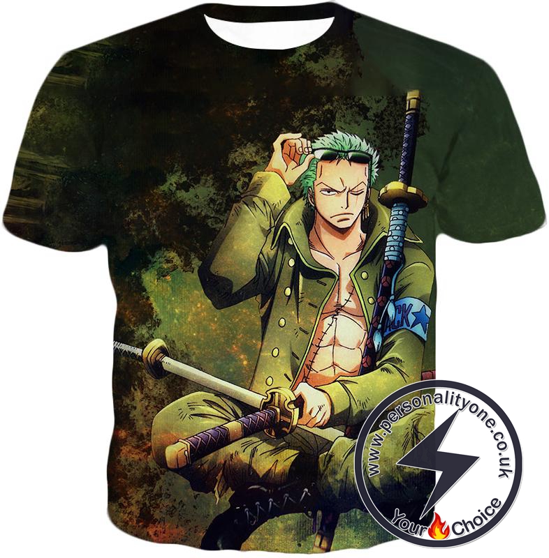 One Piece Cool Straw Hat Pirates First Man Roronoa Zoro Awesome T-Shirt