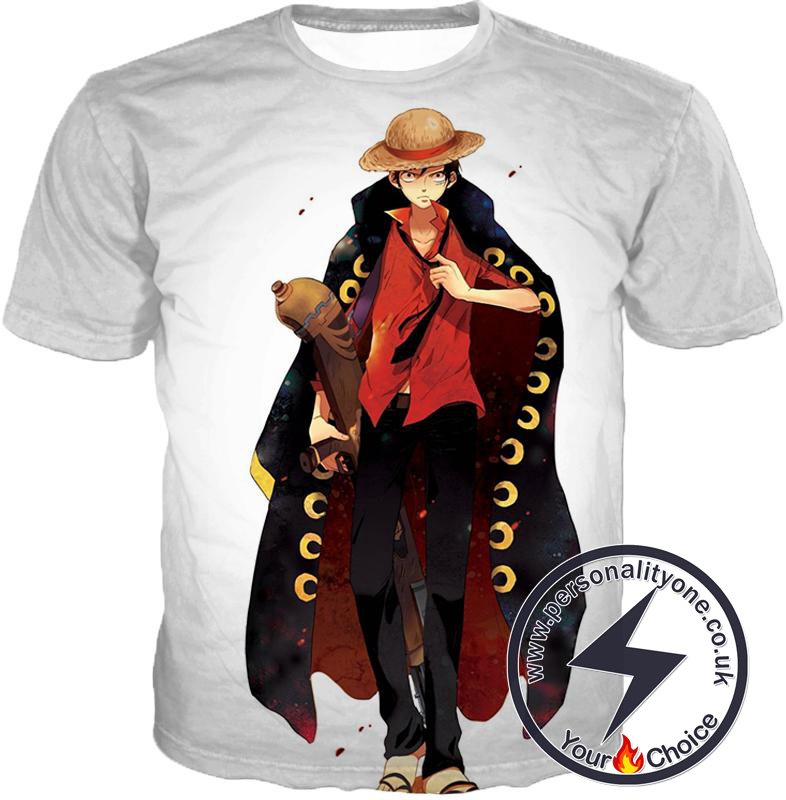 One Piece Future Pirate King Straw Hat Luffy Cool White T-Shirt