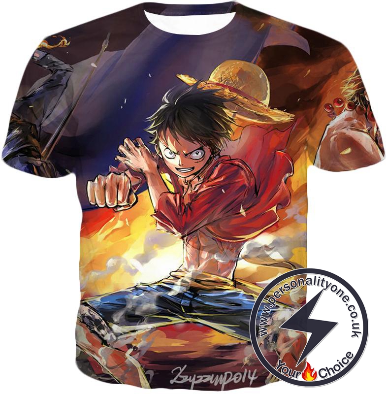 One Piece Super Cool Rubber Man Monkey D Luffy Fan Art Action T-Shirt