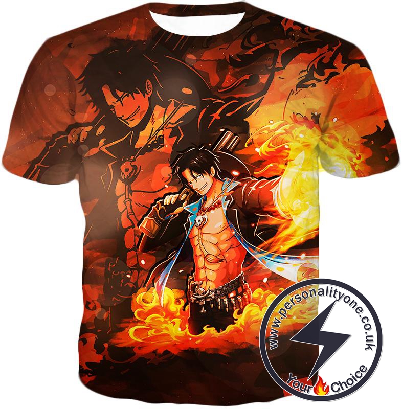 One Piece Super Cool Whitebeard Pirate Commander Fire Fist Ace T-Shirt