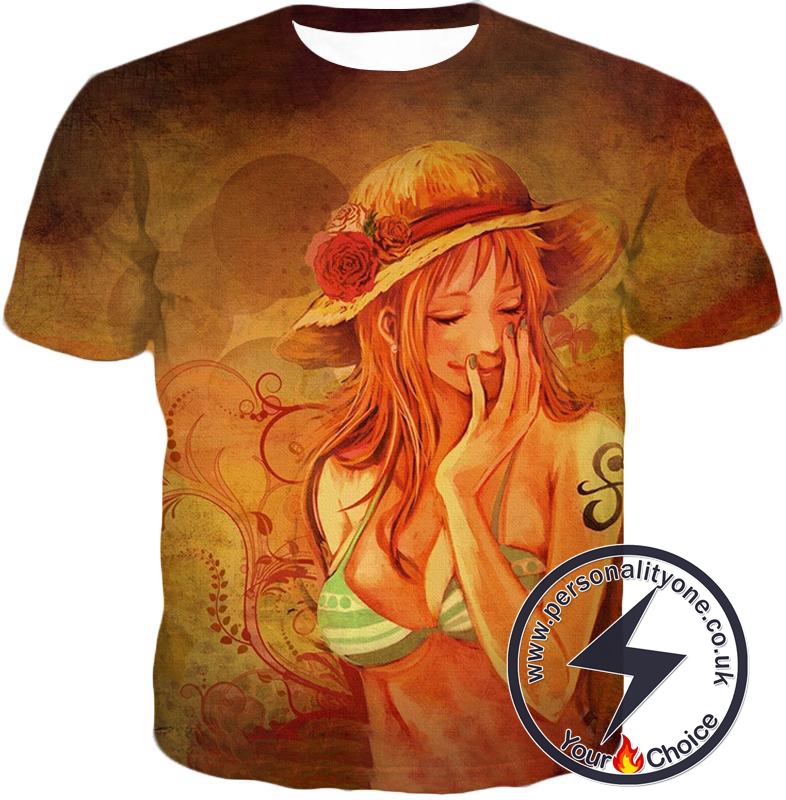 One Piece Super Hot Pirate Thief Nami Sketch Print T-Shirt