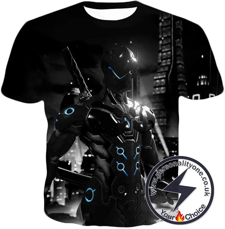 Overwatch Awesome Overwatch Agent Cyborg Genji Black Action T-Shirt