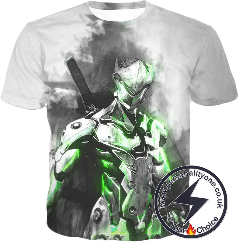 Overwatch Favourite Overwatch Agent Genji the Cyborg Ninja Cool White T-Shirt