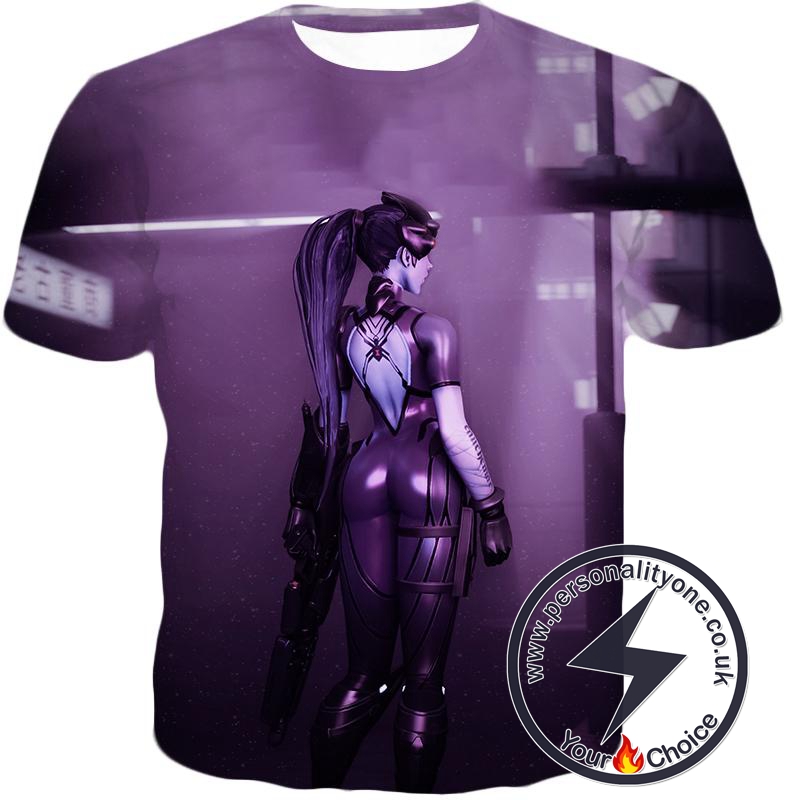 Overwatch Hot Purple Female Assassin Widowmaker Cool Action T-Shirt