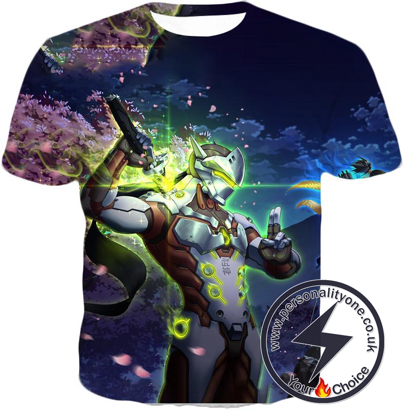 Overwatch Skilled Ninja Warrior Cyborg Genji Awesome Action T-Shirt