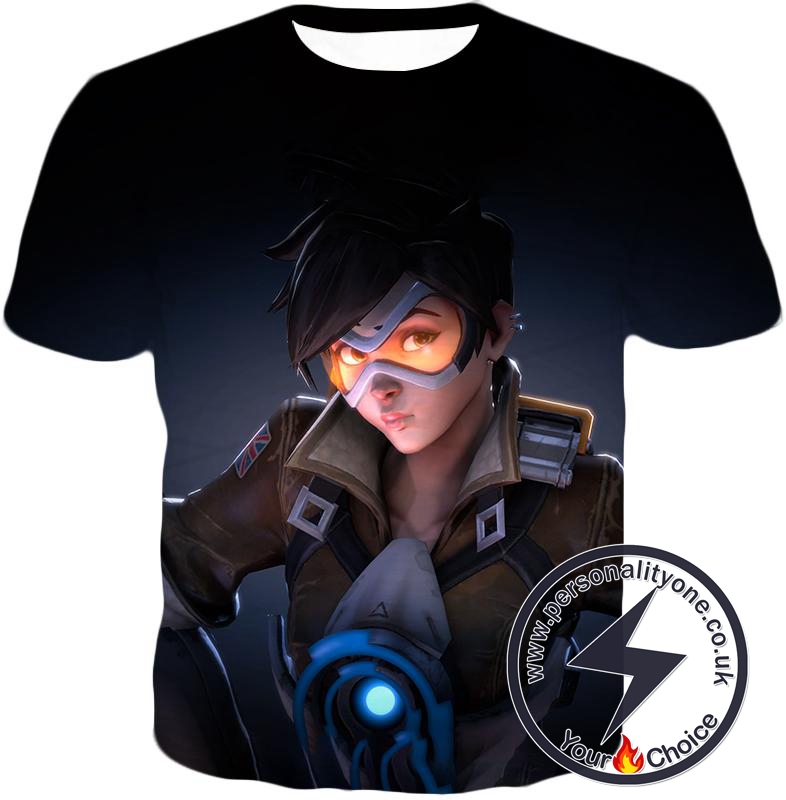 Overwatch Time Traveling Overwatch Agent Tracer Cool Black T-Shirt