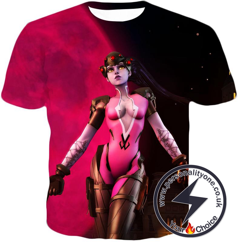 Overwatch Very Hot Purple Assassin Widowmaker Red Black T-Shirt