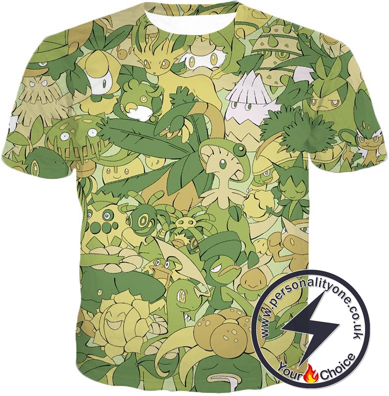 Pokemon Amazing All in One Grass Type Pokemons Super Cool T-Shirt