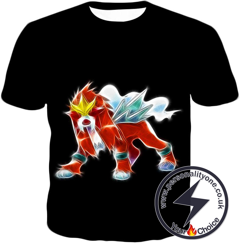 Pokemon Amazing Volcano Fire Type Legendary Pokemon Entei Cool Black T-Shirt