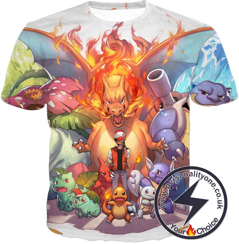 Pokemon Ash Ketchum All Cool First Generation Pokemons Awesome T-Shirt