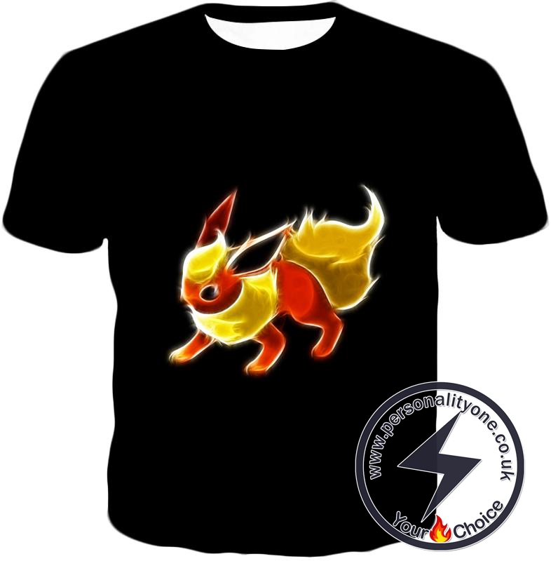 Pokemon Awesome Fire Type Eevee Evolution Flareon Cool Black T-Shirt