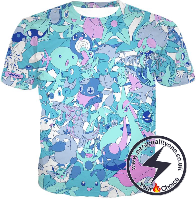 Pokemon Cool All in One Water Pokemons Promo Anime T-Shirt