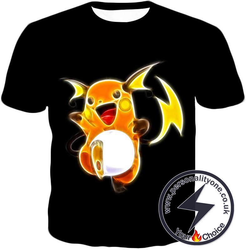 Pokemon Cool Thunder Pokemon Raichu Amazing Black T-Shirt