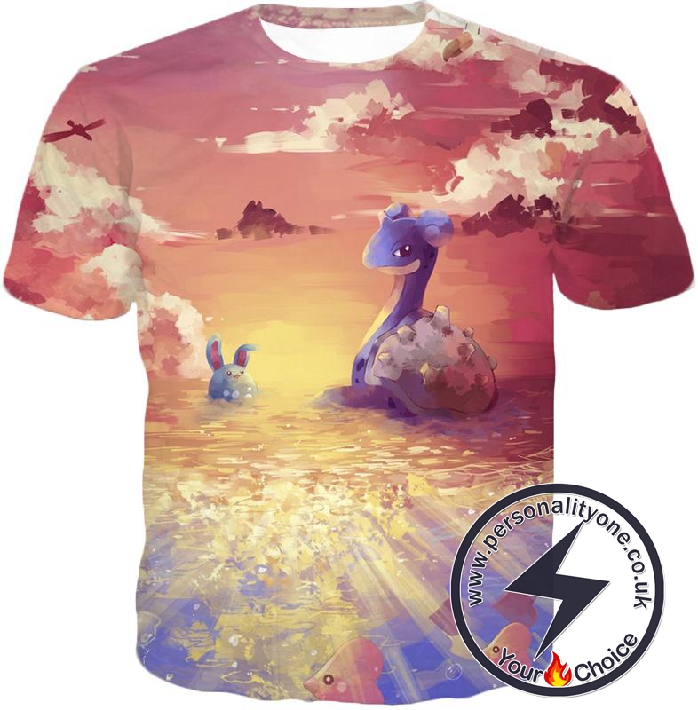 Pokemon Cool Water Pokemons Lapras and Azumaril Amazing T-Shirt