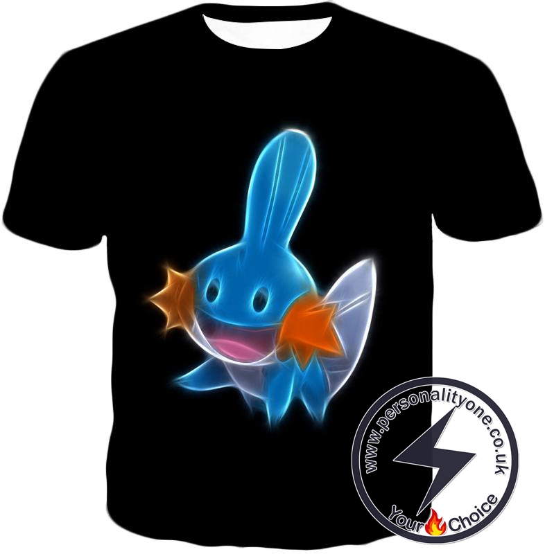 Pokemon Cute Water Type Pokemon Mudkip Cool Black T-Shirt